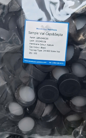 Nắp Lọ Mẫu & Septa LBSV040CSS - PTFE/Silicone Tự Nhiên - Nắp Vặn Đen 24-400 - Cho Lọ 20-60ml - Giá Tốt!